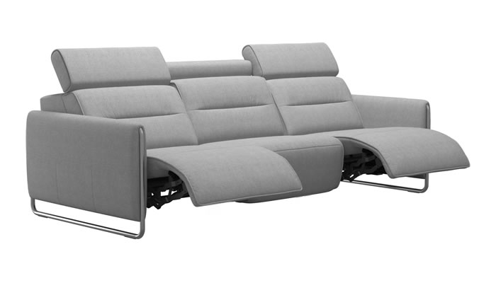 Stressless Emily 3 Seater Power Sofa in Clover Light Grey Fabric